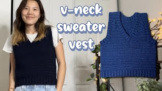 Crochet VNeck Sweater Vest Tutorial amp Free Written Pattern [upl. by Cibis655]