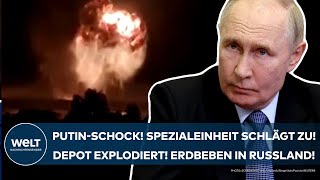 UKRAINEKRIEG Schock für Putin Spezialeinheit zerstört Waffendepot MegaExplosion löst Beben aus [upl. by Tik255]