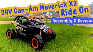 24V Can Am Maverick X3 Kids Ride On  Assembly amp Review [upl. by Calica721]