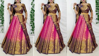 Festival Saree Draping ideaHow to wear saree in lehenga styleSaree se banaye lehnga [upl. by Laroy]