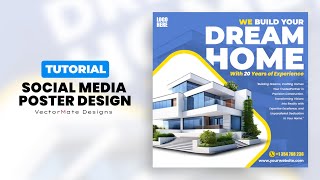 Real Estate Social Media Post Design Tutorial  Gimp Tutorial  VectorMate [upl. by Naelopan]