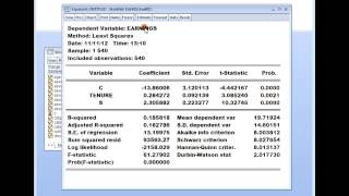 Eviews 7 Interpreting the coefficients parameters of a multiple linear regression model [upl. by Aicila]