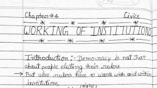 Class 9 civics chapter 4 notes  Working of Institutions class 9 with handwritten notes [upl. by Sauder]