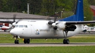 Fokker 50 Denim Air Landing amp TakeOff at Bern Airport [upl. by Kcirdnekel385]