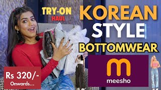 Trendy KOREAN BOTTOMS from MEESHO  Loosefit  Baggy jeans  Cargo  Tryon  Honest Review gimaashi [upl. by Lozano]