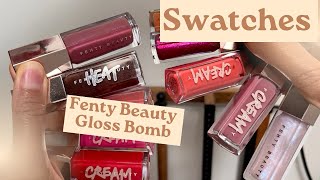 Fenty Beauty Gloss Bomb Swatches Collection  Gloss Bomb  Fenty Gloss Bomb Cream  Gloss Bomb Heat [upl. by Ennaharas]