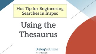 Inspec Thesaurus [upl. by Nilatak]