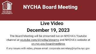 New York City Housing Authority Board Meeting  December 19 2023 [upl. by Leoine]