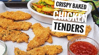 Crispy Oven Baked Chicken Tenders Recipe  Rebkas Kitchen [upl. by Neehs]