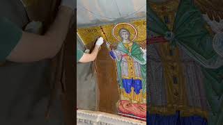 Revealing Archangel Gabriel art mosaicmanufacturing byzantine iconography mozaicon [upl. by Tteltrab]