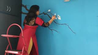 Easy Wall Painting Design For Bedroom Living room  Babita Keshan [upl. by Atekram774]