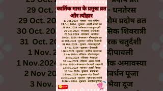 November 2024 Calander व्रत त्यौहार। ।Hindu Festival 2024ll2024 Calander [upl. by Boccaj348]