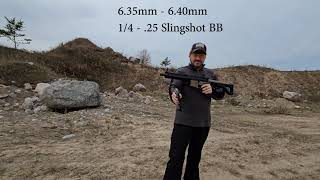 Crosman DPMS SBR R1  Slingshot 14quot 635mm BB VS Firebird Target [upl. by Atiuqahc]