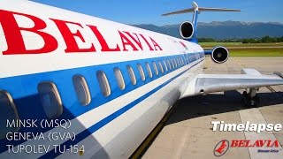 Timelapse Flight Belavia Tupolev Tu154 Minsk to Geneva [upl. by Eixam]