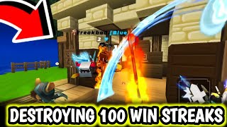 Destroying 100 Win Streaks of Chief Mod in Bedwars 😱😈  Blockman Go [upl. by Atteve564]