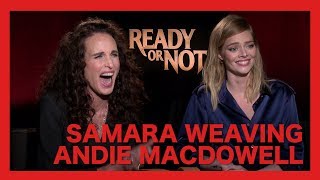 Samara Weaving And Andie Macdowell Tell Us Their Most Ridiculous Superstitions 😂 [upl. by Warrin840]