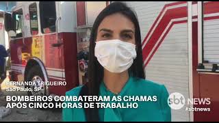 Após 5 horas de combate Bombeiros contém chamas em depósito  SBT News [upl. by Femi527]