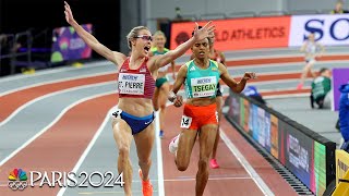 Elle St Pierre makes US history with late charge to win 3000m title at Indoor Worlds  NBC Sports [upl. by Eneleoj]