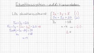 Matematik 2b Ekvationssystem  Additionsmetoden [upl. by Yekcaj]