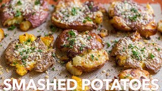 Crispy SMASHED POTATOES  Easy Side Dish [upl. by Landre]