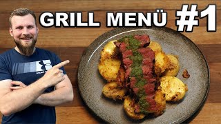 Alles Gleichzeitig fertig Steak  Beilage  Sauce selbst gemacht  Das Grillmenü 1 [upl. by Gilmour]