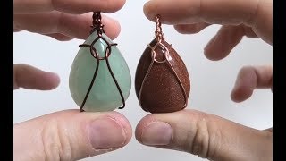 Simple Beginner Cabochon Wire Wrap Pendant Using One Piece of Round Wire [upl. by Shanta634]