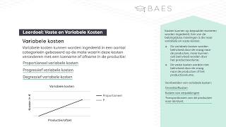 Vaste en variabele kosten  BAES Education [upl. by Jegger]