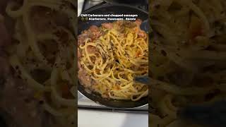 Chili Carbonara and chopped sausages 😁😁carbonara sausages  pasta [upl. by Merriman167]