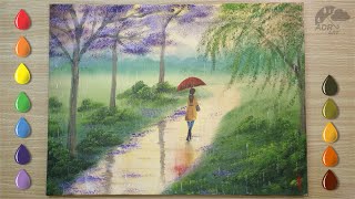 Gentle Rain Quiet Place  Acrylic Painting Techniques [upl. by Olag]