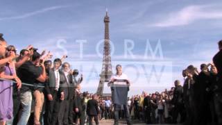 Zlatan Ibrahimovic at the Eiffel Tower showing his new Jersey and play with ball [upl. by Amati]