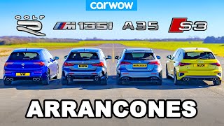 VW Golf R v BMW M135i v Audi S3 v AMG A35 ARRANCONES [upl. by Schaffel]