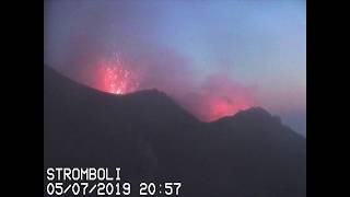 Stromboli volcano  elevated activity 56 July 2019 [upl. by Siriso76]