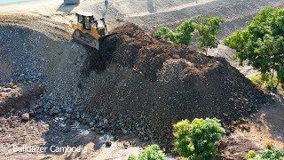 NEW PROJECT THE BEST WORK FAST DOZER CAT​ D6R2 PUSHING CLEARING SOIL MAKE NEW ROAD DAM CONSTRUCTION [upl. by Kathye872]