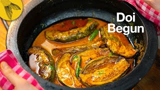 Doi Begun—Brinjalseggplants in a yoghurt sauce—Bengali vegetarian recipe [upl. by Ihtac]