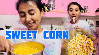 BOILED SWEET CORN RECIPE Sweet CornKarishma Baro VLOG [upl. by Amalbena]