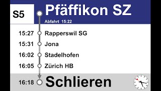 ZVV Ansagen S5 Pfäffikon SZSchlieren  Bauarbeiten  Speziell [upl. by Nyrmak]