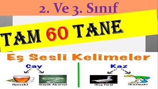 2 ve 3 Sınıf EŞ SESLİsesteş KELİMELER Hepsi Görselli Tam 60 tane Sesteş Kelime [upl. by Prospero314]