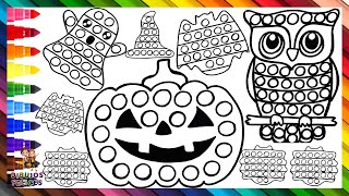 Dibuja y Colorea 5 HALLOWEEN POP ITS 🎃👻🕷️🦇🧙‍♀️🔴🟠🟡🟢🔵🟣🌈 Dibujos De Halloween Para Niños [upl. by Tiras403]