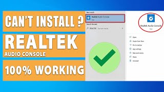 Cant Install Realtek Audio Console App 100 Working [upl. by Burty]