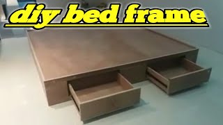 diy Bed Frame wdrawer Using Plywood marine 34 [upl. by Garnett]