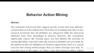 Behavior Action Mining [upl. by Aneej992]