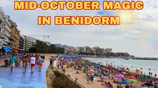 MidOctober Magic at Benidorm Poniente Beach A Vibrant Saturday Walking Tour 🌞 [upl. by Elleron]