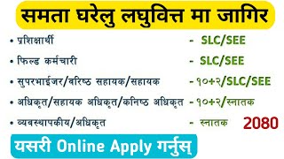 laghubitta vacancy 2080  samata gharelu laghubitta  job vacancy in nepal 2080 [upl. by Enyrb272]