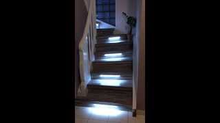 Rénovation escalier bois avec eclairage leds Maytop [upl. by Annoirb765]