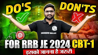 Dos amp Dont For RRB JE 2024 CBT1  RRB JE CBT1 Preparation [upl. by Wilonah685]