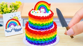 Miniature Rainbow Cake Recipe 🌈 1000 Satisfying Miniature Rainbow Cake Decorating By Baking Yummy [upl. by Akcired]