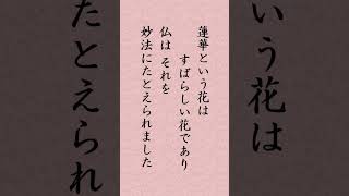 〈710〉日蓮聖人に学ぶ『妙心尼御前御返事』｢蓮華と申す花は かかるいみじき 徳ある花にて候へば 仏 妙法にたとへ給へり｣shorts [upl. by Iror]