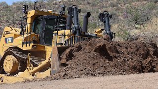 Caterpillar D11 Bulldozer Cutting and pushing Mountain Soil [upl. by Enelrahc]