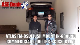 Atlas Full Rise Scissor Car Lifts  Flush and Surface Mount models FM9SL amp SLP9K from ASE Deals [upl. by Lalib465]