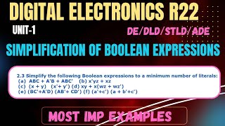 Simplification of Boolean Expression in very simple  Most Imp Question in Boolean Algebra  DER22 [upl. by Feilak]